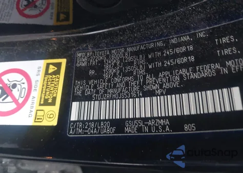 2018 Toyota Highlander Xle from USA, damaged, VIN 5TDJZRFH0JS531614